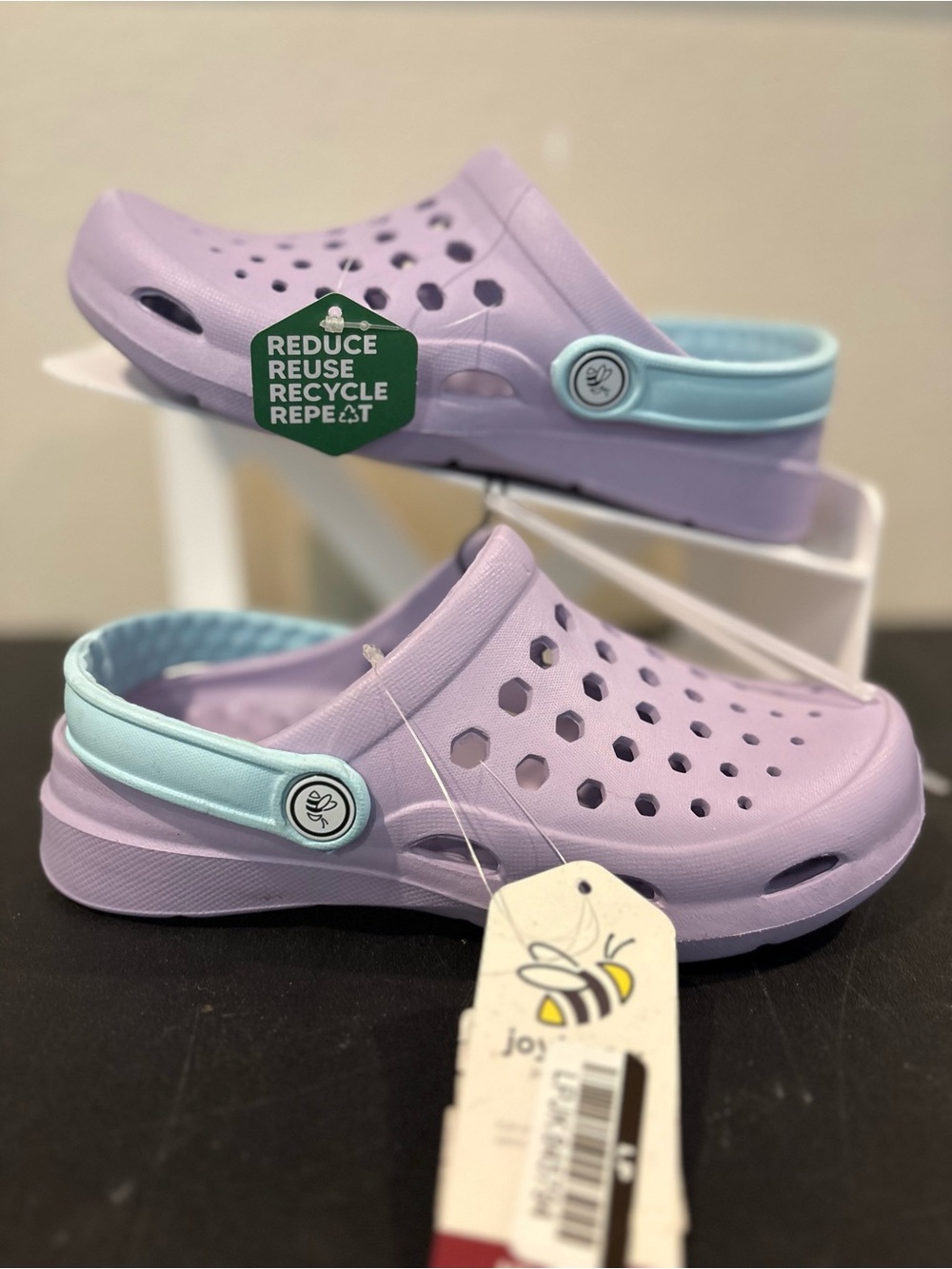NEW Joybees Big Kids Dylan Slip-On Clogs Crocs EVA Sky Blue/Lilac Purple Sz 2